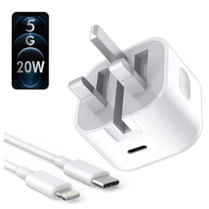 Iphone Usb-c Pd 20w Power Adapter Charger 3 Pin Uk Pin) With Cable