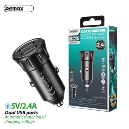 Remax Car Charger Vanguard Series 2usb 2.4a Black Moq:92 (rcc236)
