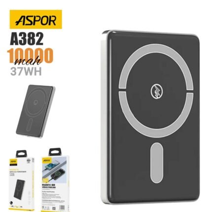 Aspor A382 Wireless Magnetic Portable Mini 10000mah, 37wh Wireless Power Bank